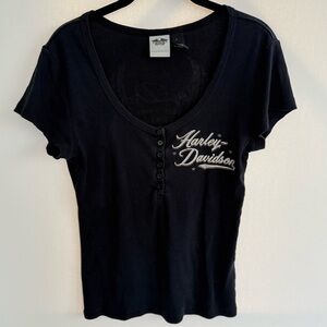 Harley Davidson Black Angel Wing Graphic Tee size large